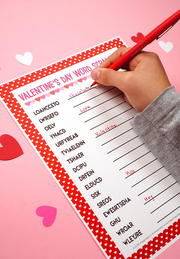 Valentine's Day Word Scramble Printable Happiness is Homemade