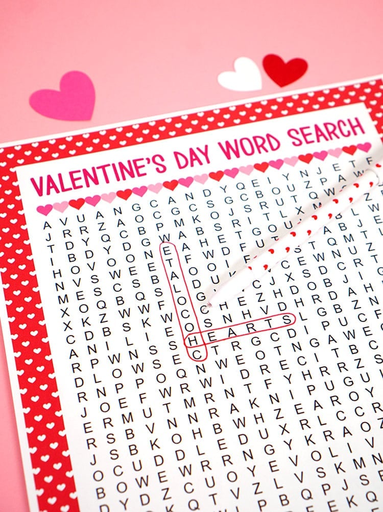  sweet Valentine\'s Day Word Search printable puzzle