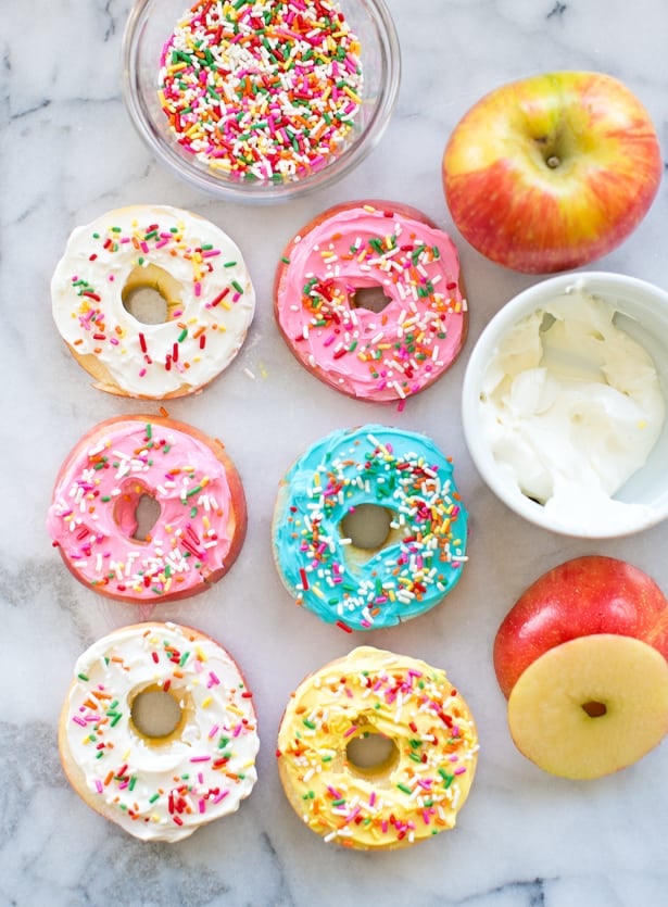 rainbow apple donuts healthy kid snacks