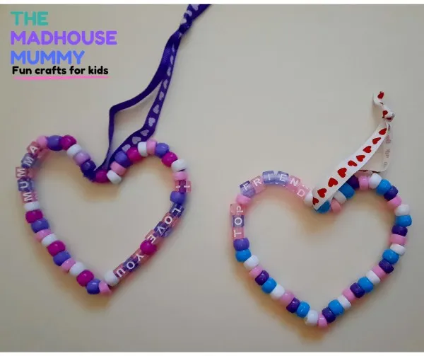 beaded heart decorations kids craft