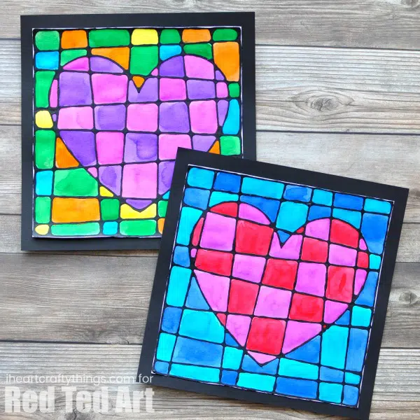 black heart glue heart art projects