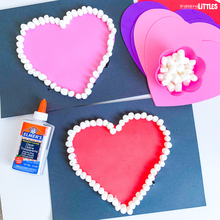 foam heart kids craft with supplies for making easy valentines day proejct