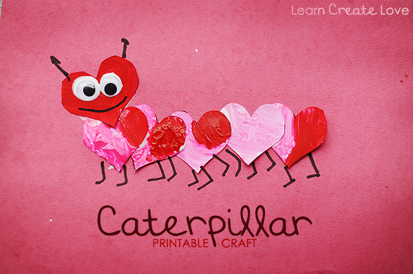 caterpillar love bug printable valentine craft for kids
