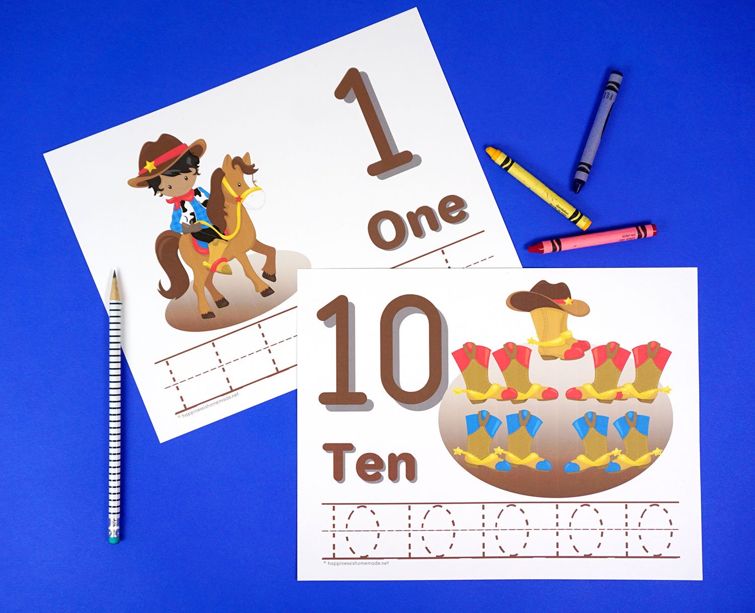 printable cowboy math counting numbers printable