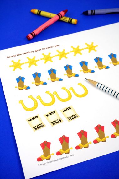 cowboy number printables for preschoolers