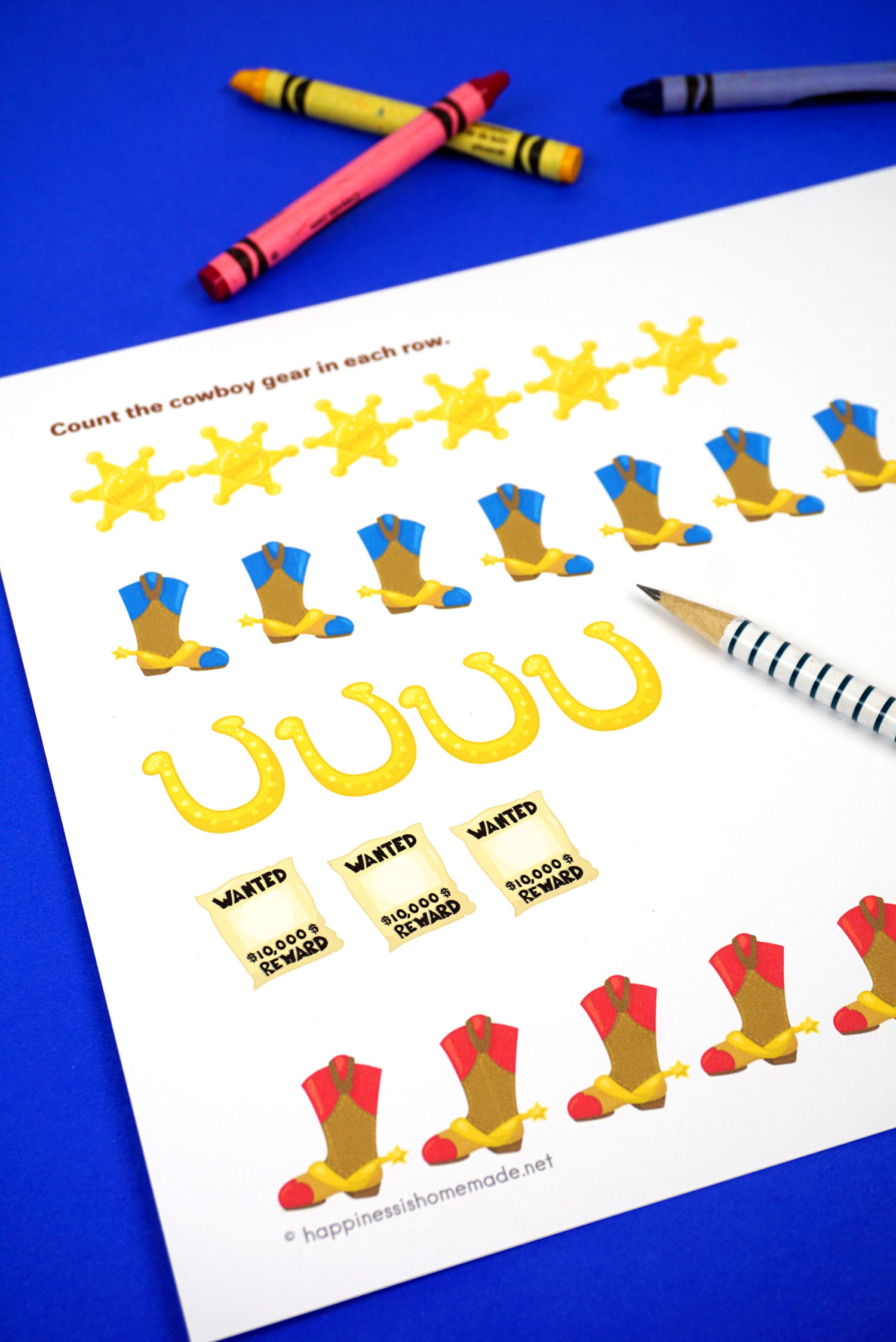 cowboy number printables for preschoolers