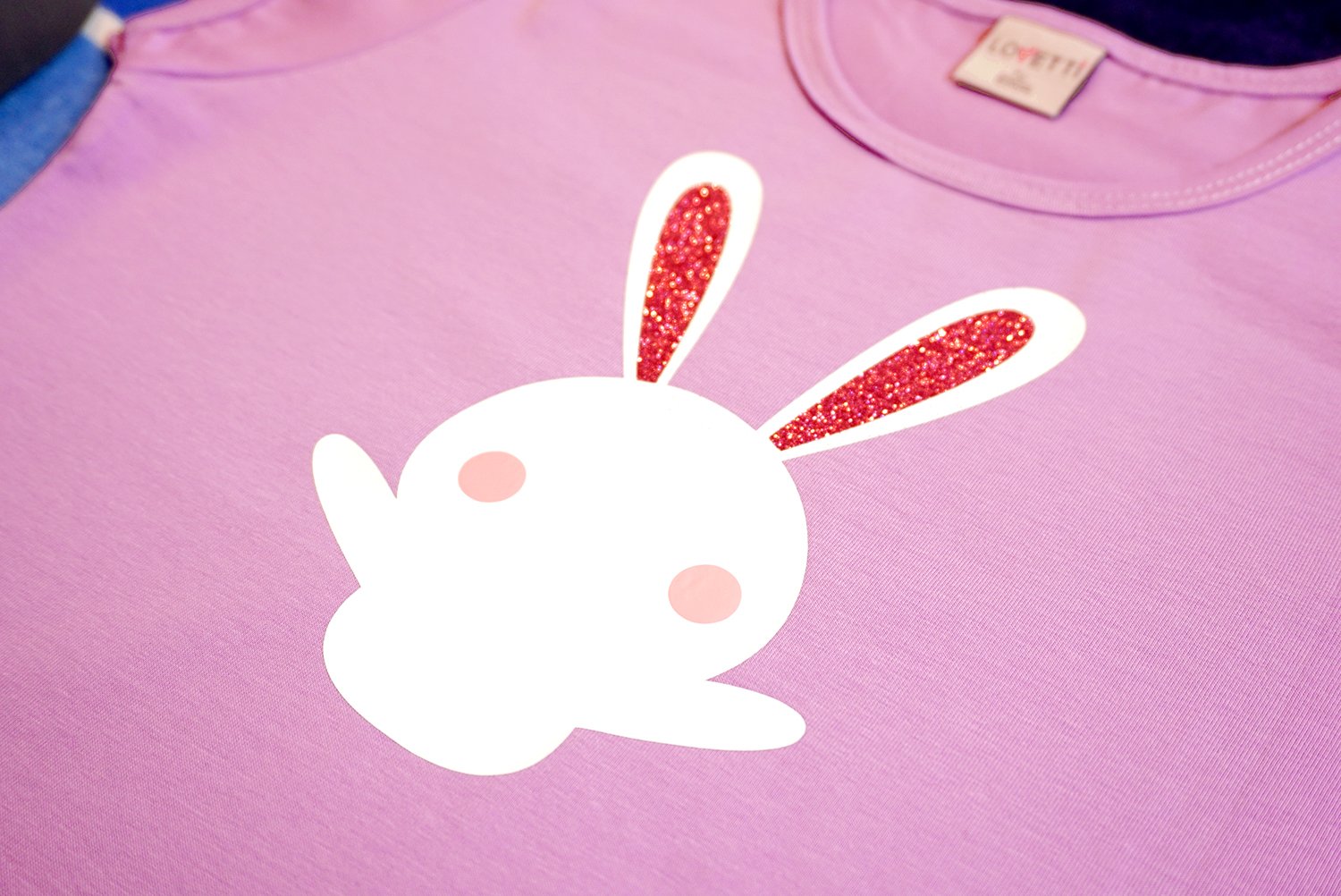 layered heat transfer vinyl bunny on shirt