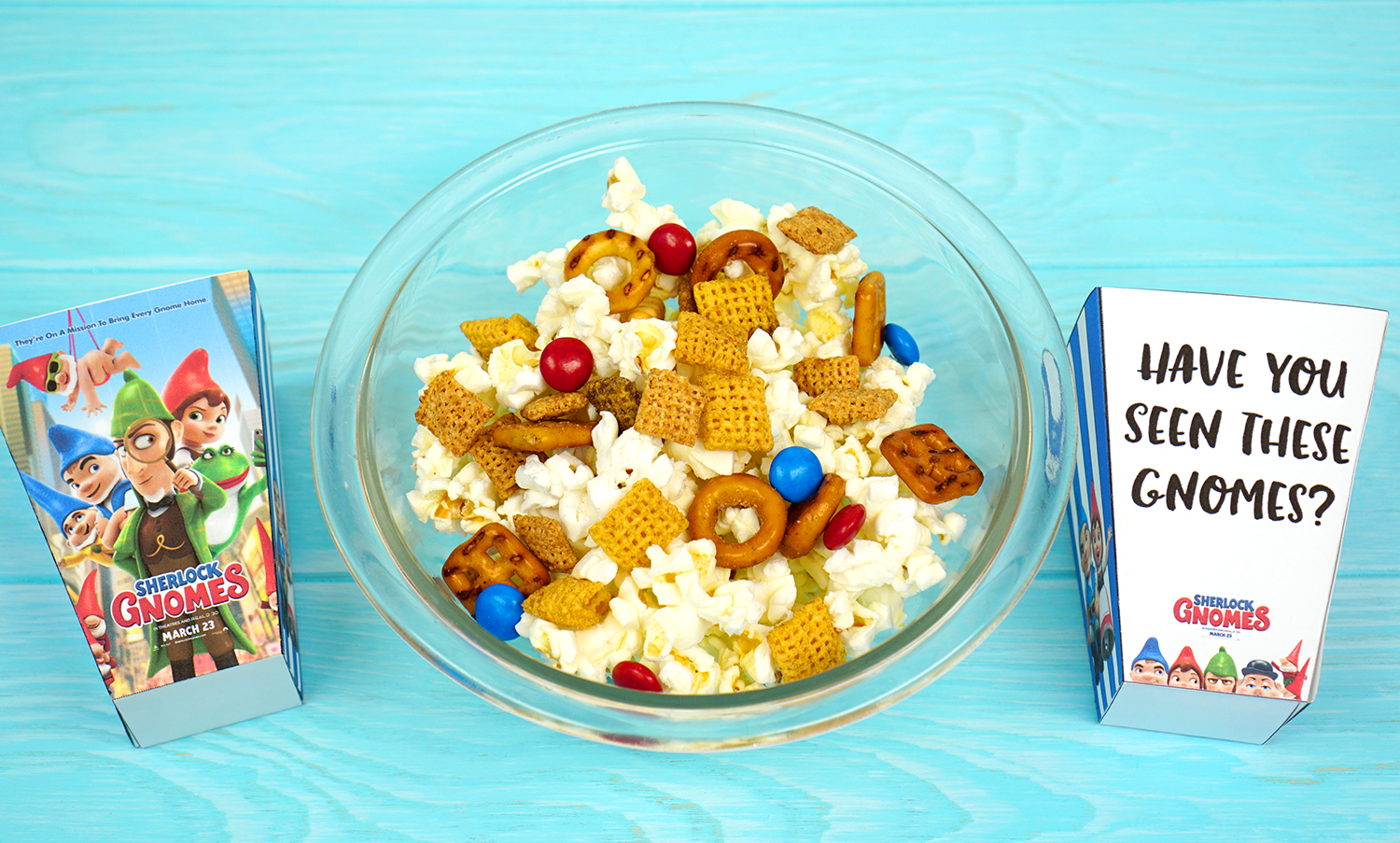 Sherlock Gnomes Snack Mix in bowl