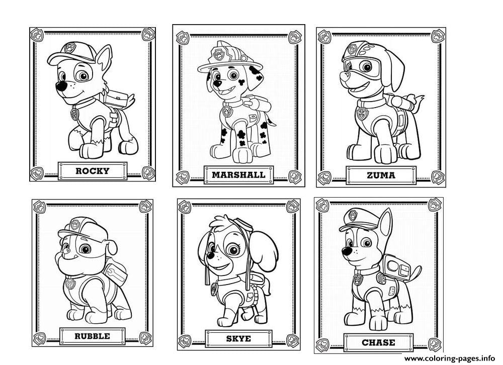paw patrol coloring character portraits 