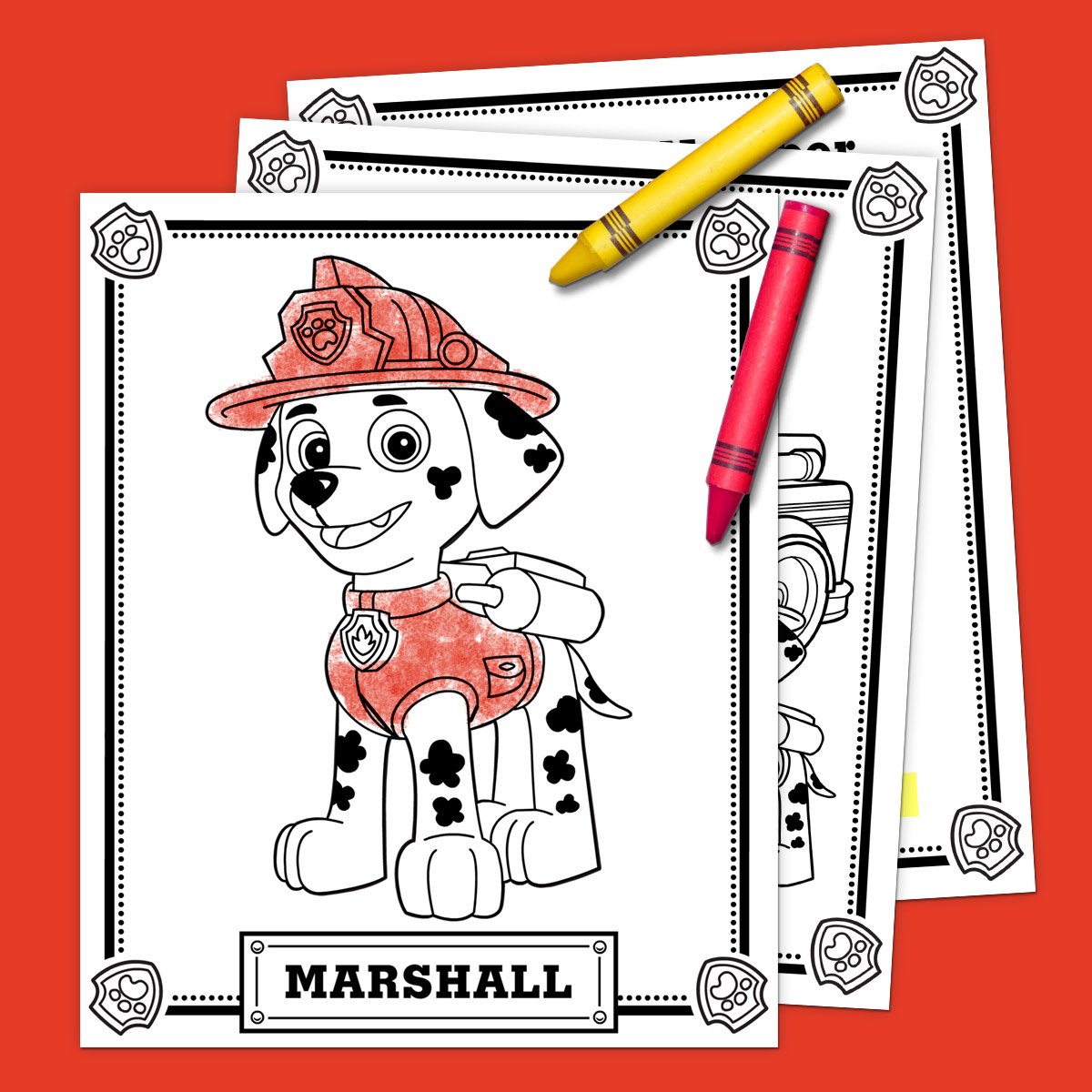 paw patrol coloring sheets and crayons 