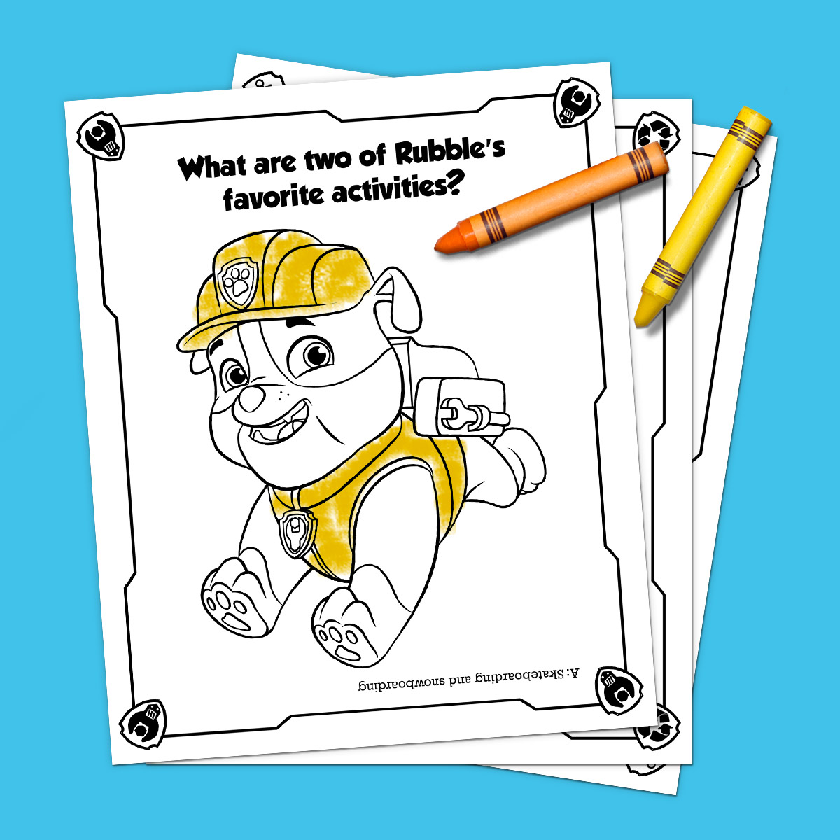 paw patrol coloring pop quiz pages