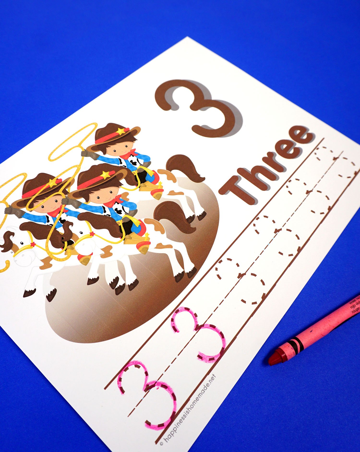 cowboy number tracing sheet