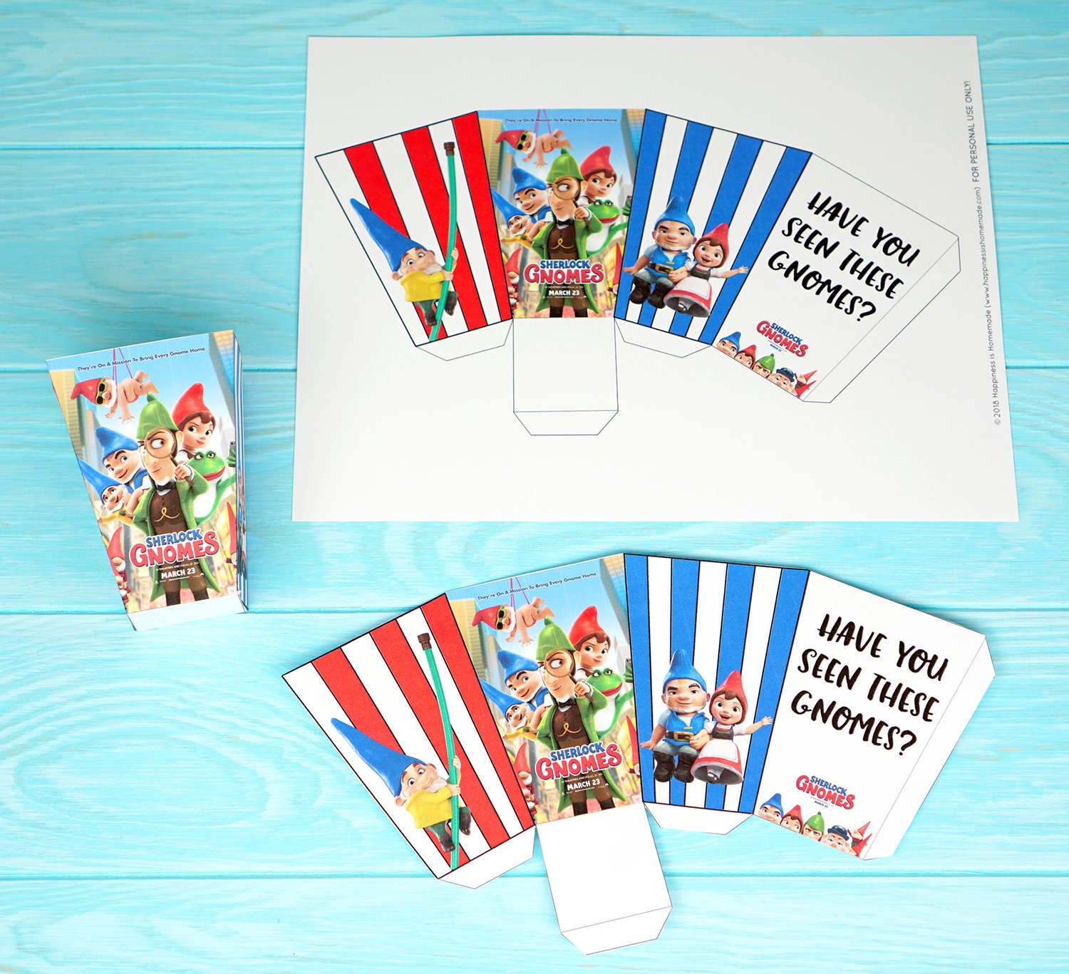 Sherlock Gnomes Snack Mix printable containers 