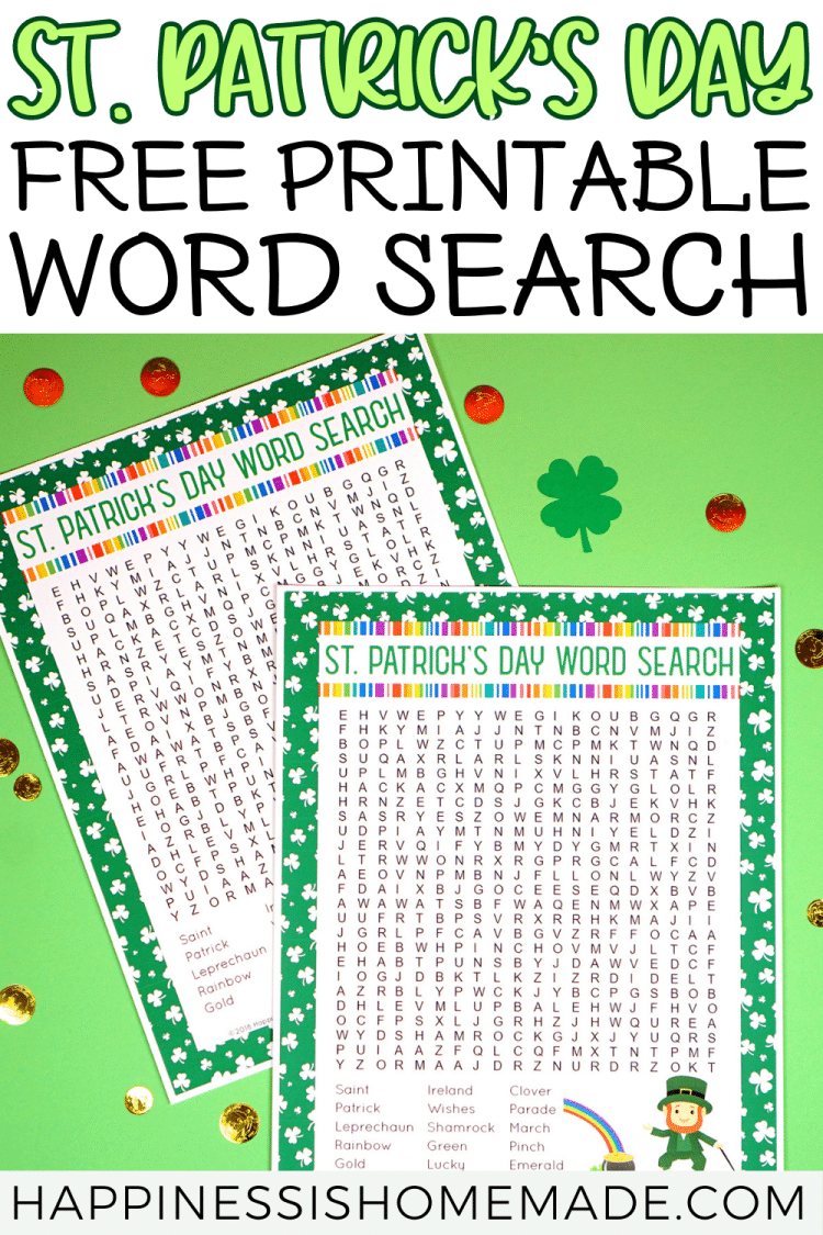 St. Patrick's Day Free Printable Word Search Graphic