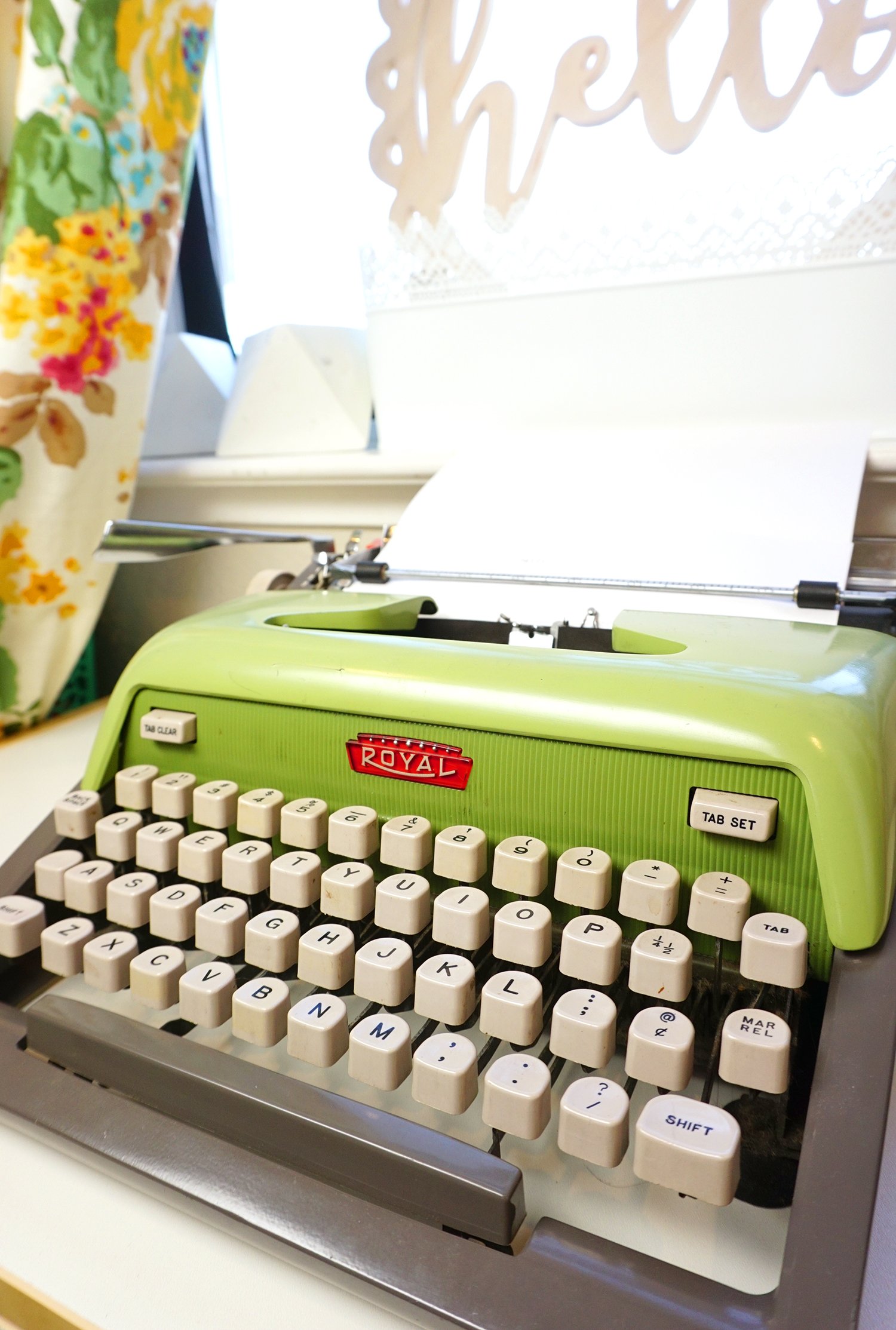 vintage royal green typewriter