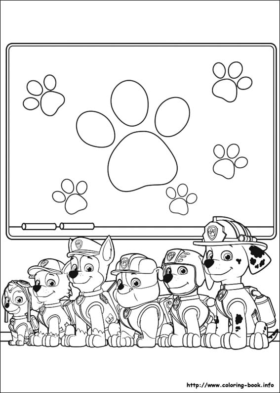 paw patrol paw print and dog coloring pages