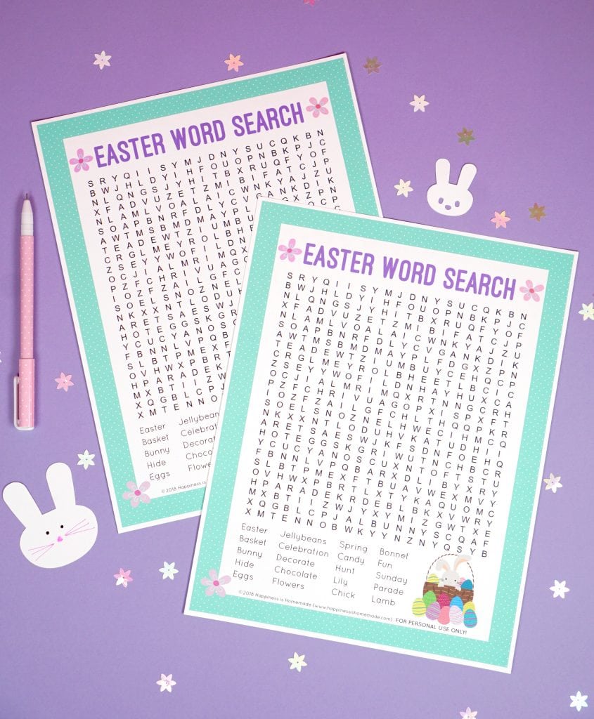 printable easter word search with pen and easter confetti 