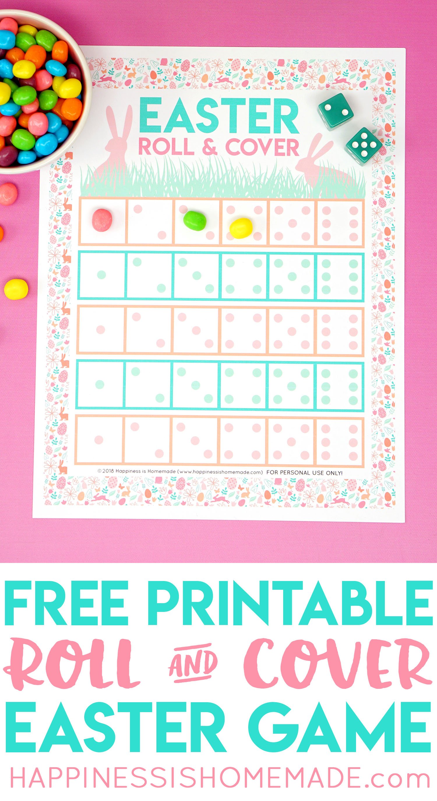 free printable roll and cover easter game