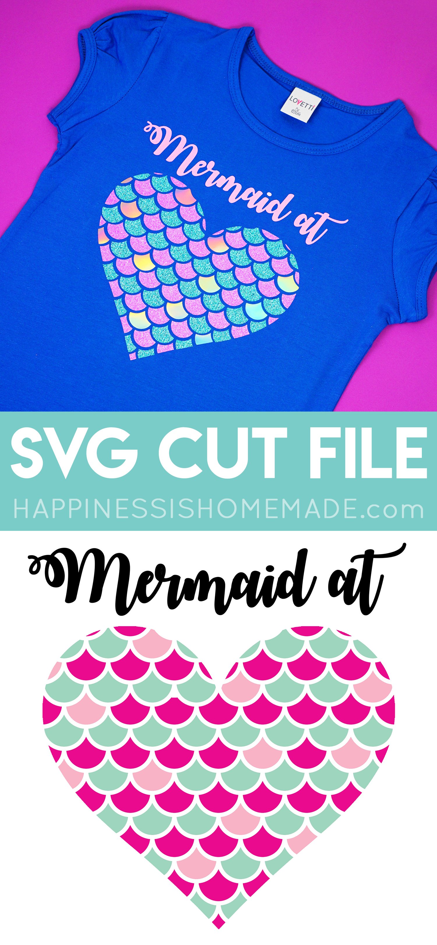 mermaid at heart svg cut file