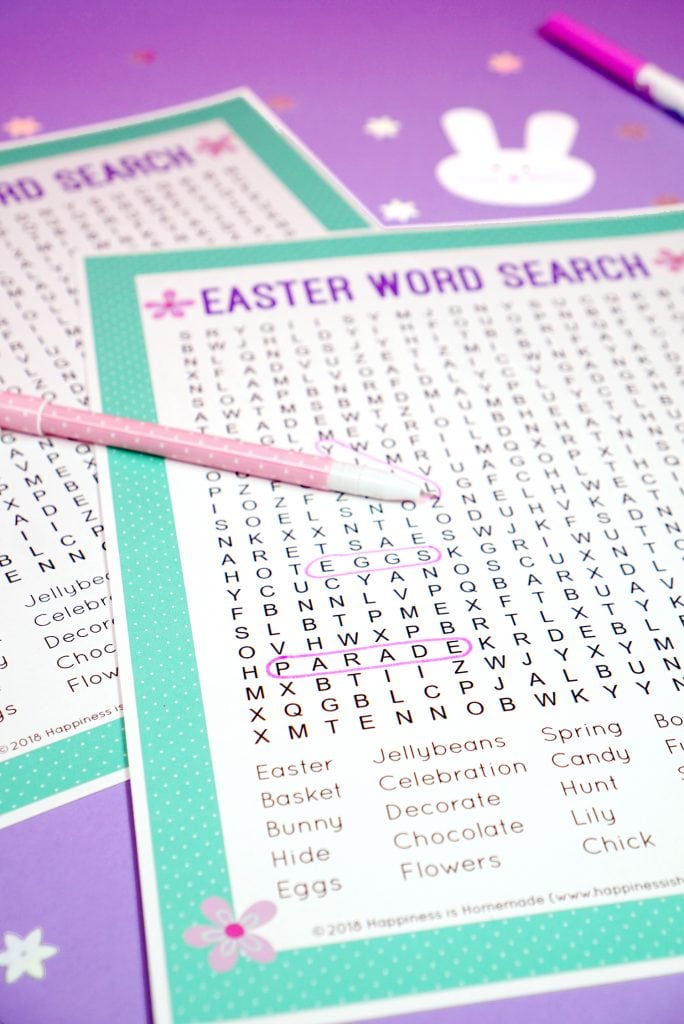 printable aster word search game 