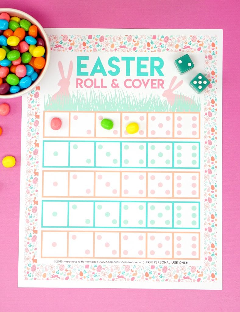 printable easter roll and cover sheet with jar of candy markers