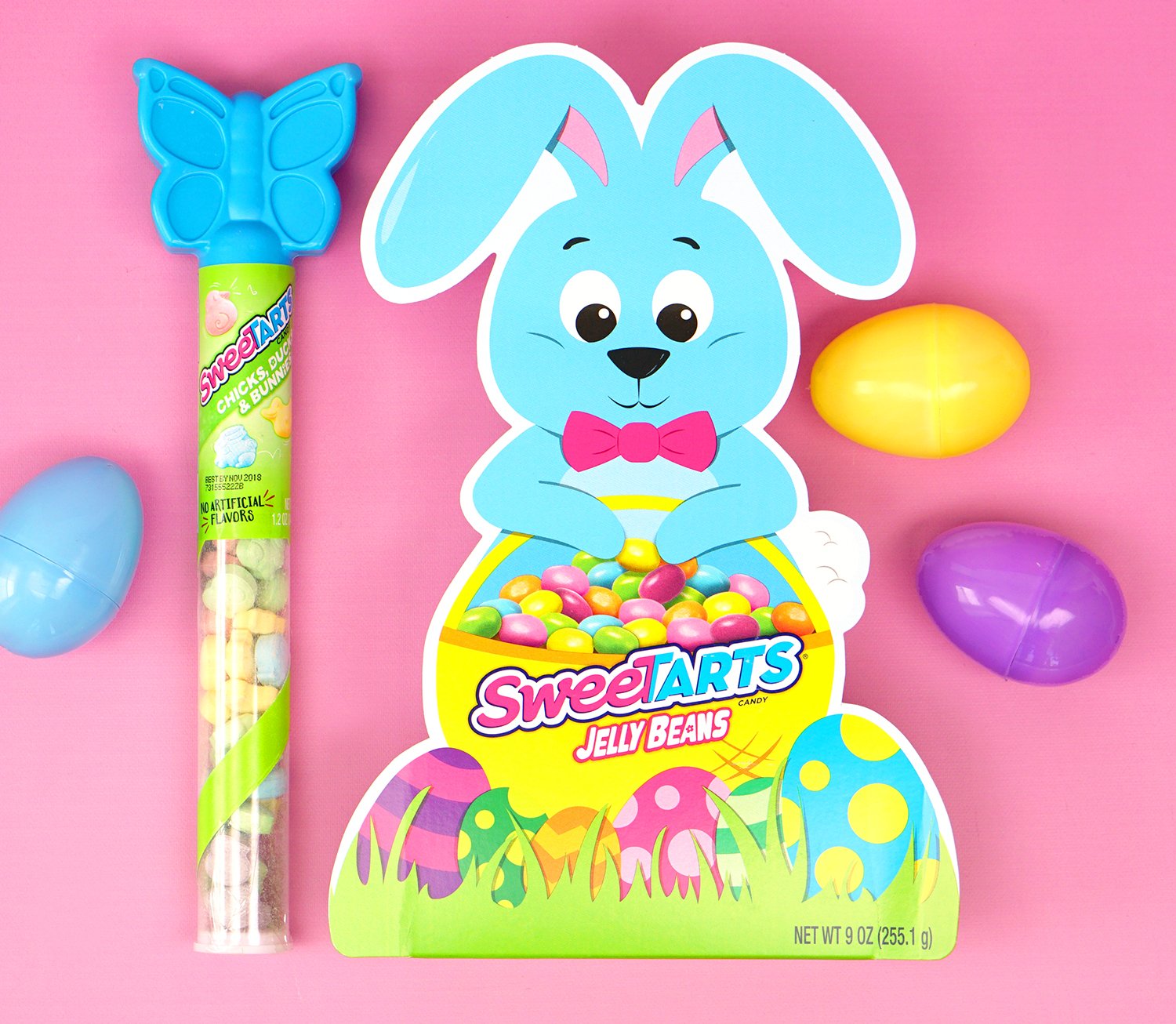 cute sweet Tarts easter bunny and butterfly candy wand