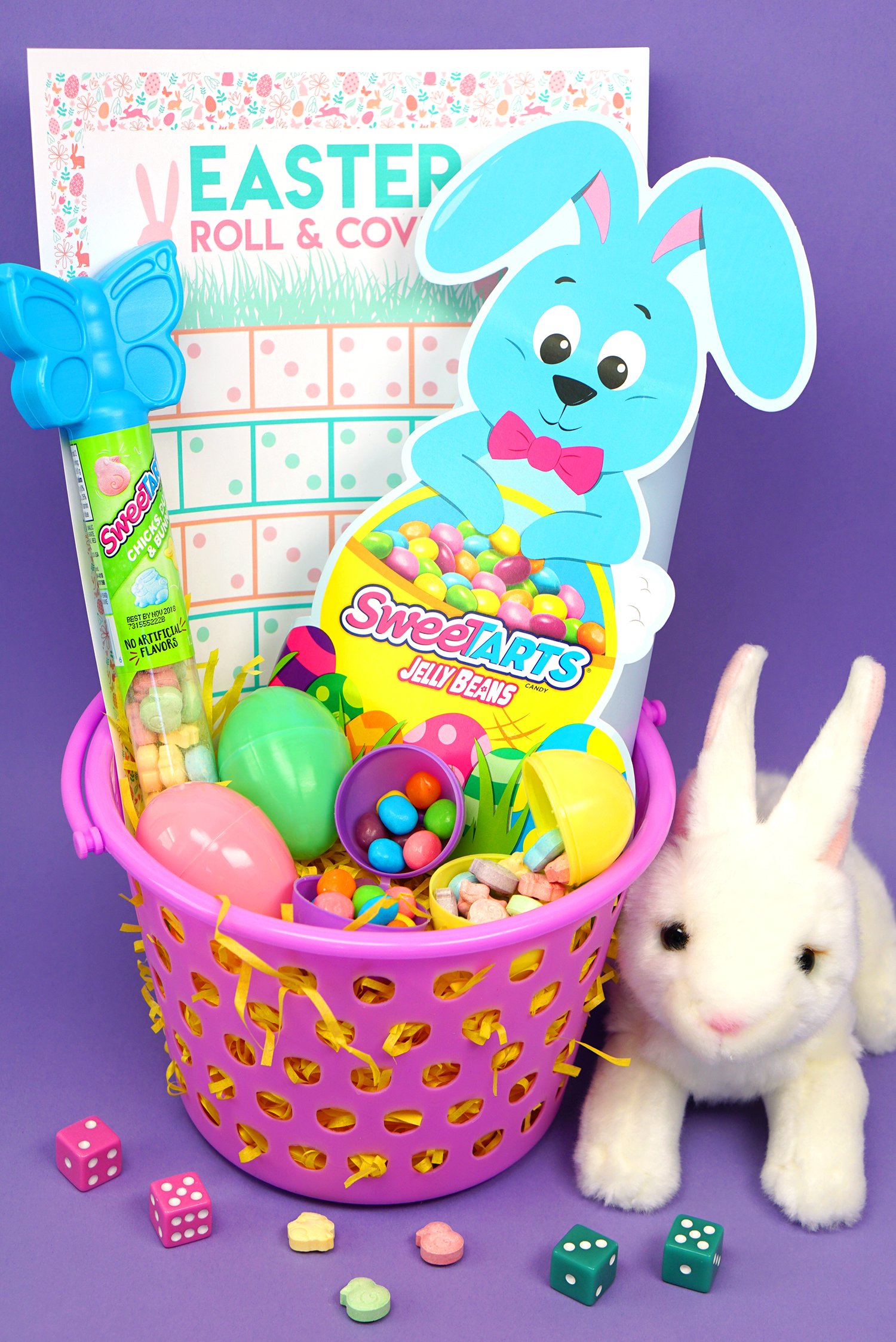 sweet tarts easter basket with printable easter game