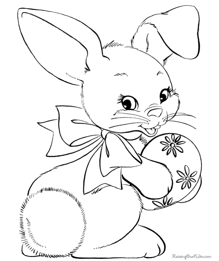 easter bunny holding an egg coloring page