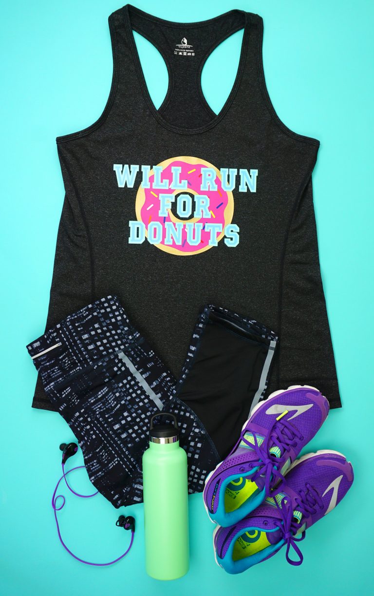 Funny Workout Shirt: “Will Run for Donuts” with Cricut SportFlex Iron-On