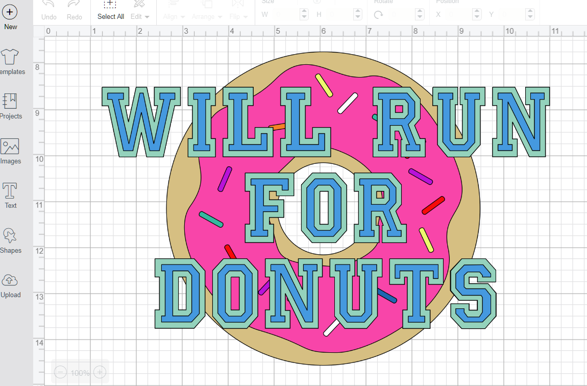 will run for donuts svg file in cricut design space