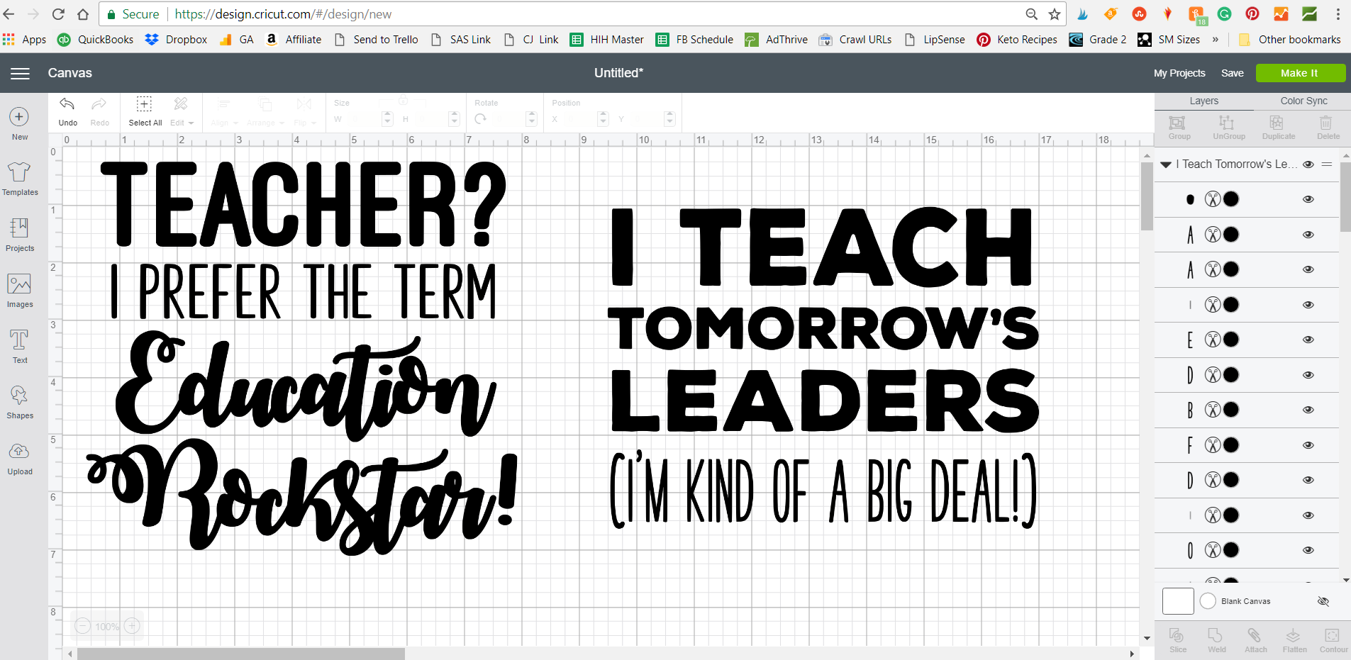 teacher quotes svg file in cricut design space