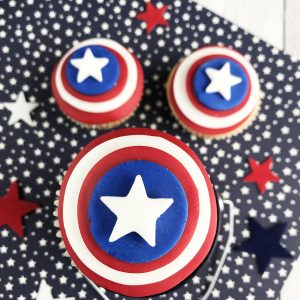 captain america themed cupcakes