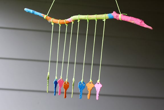 colorful hanging keys on rainbow branch