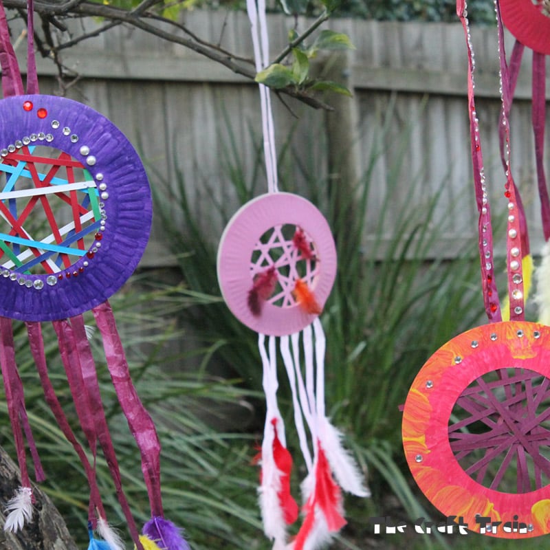 paper dream catchers in garden