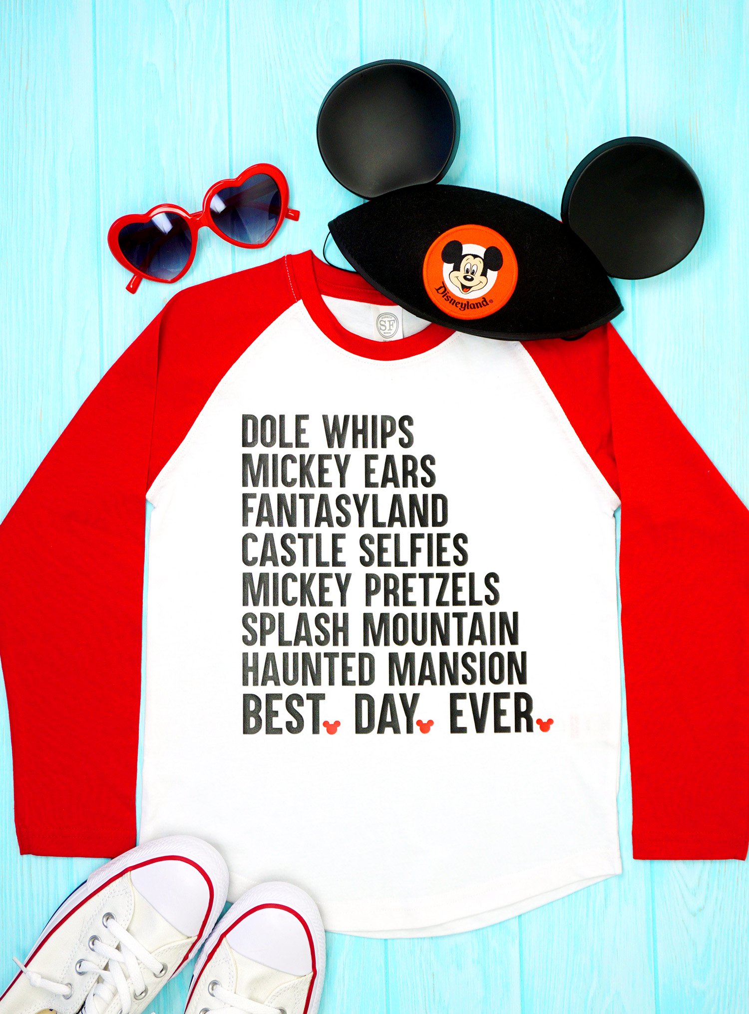 disney svg file on shirt with disney hat and glasses