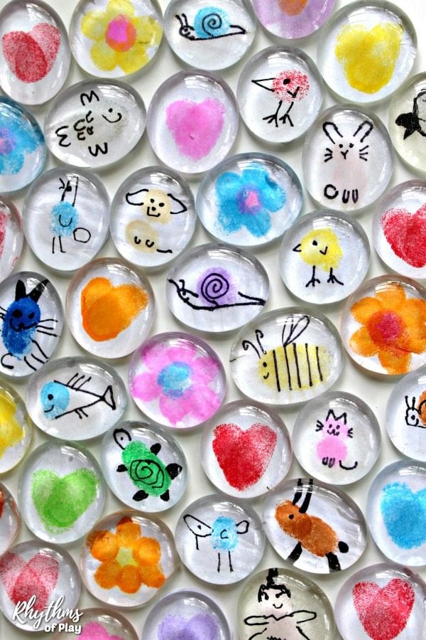 painted fingerprint art glass magnets 