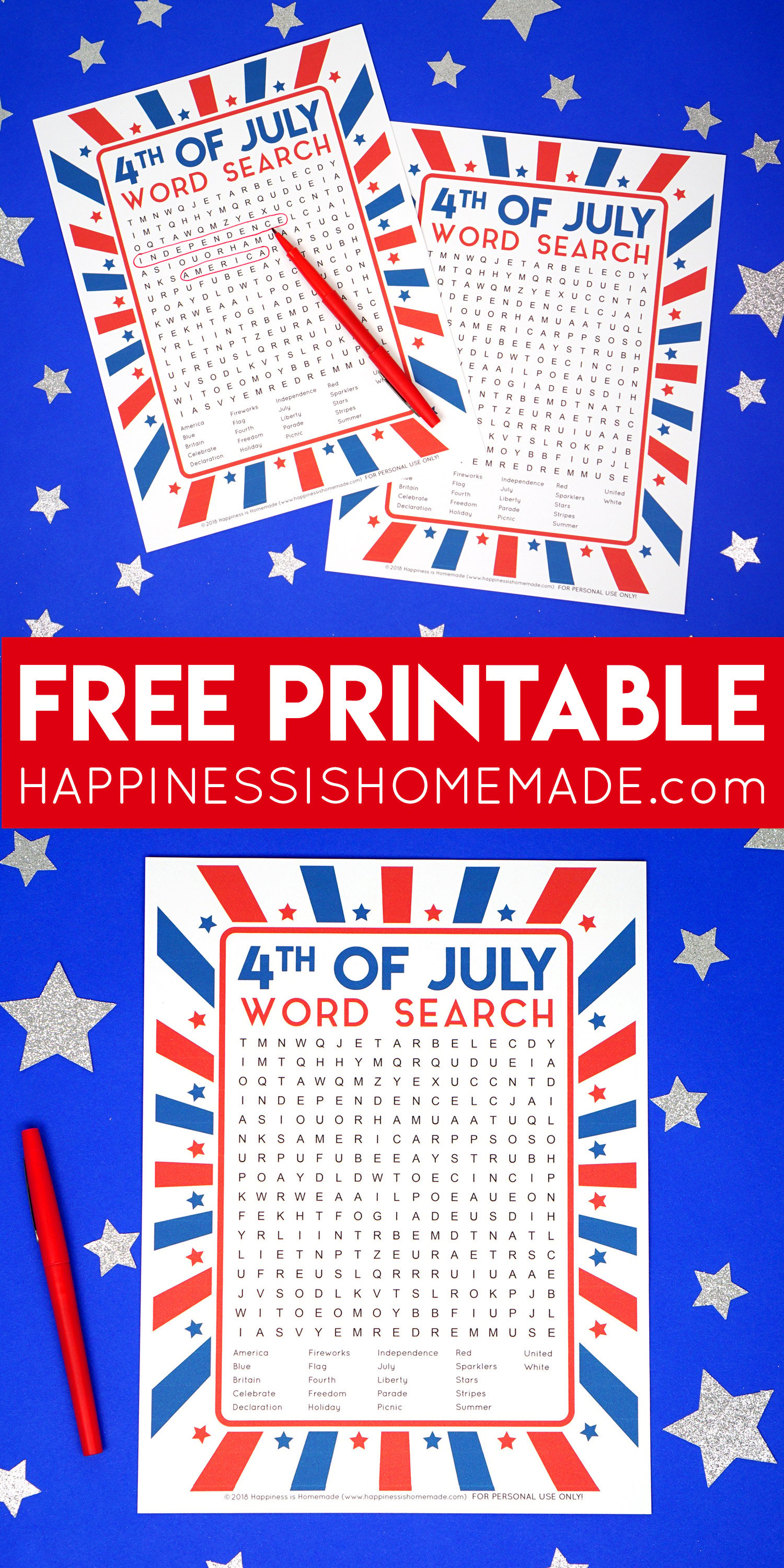 free printable 4th of july word search