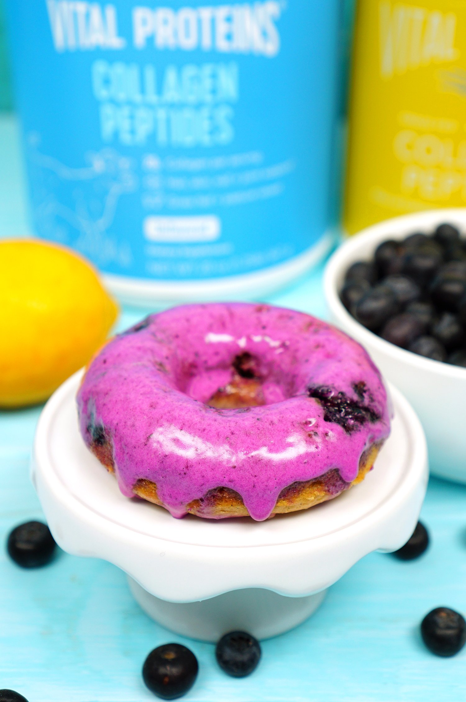 blueberry lemon donut made with protein powders