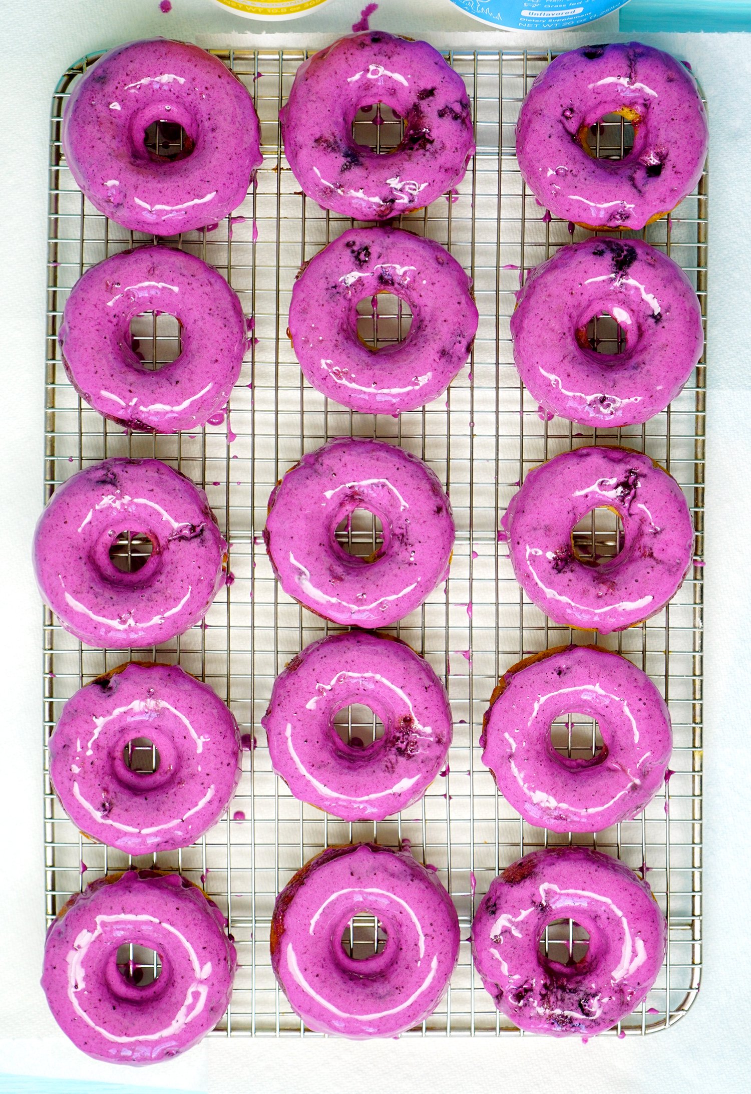 lemon blueberry donuts with glaze