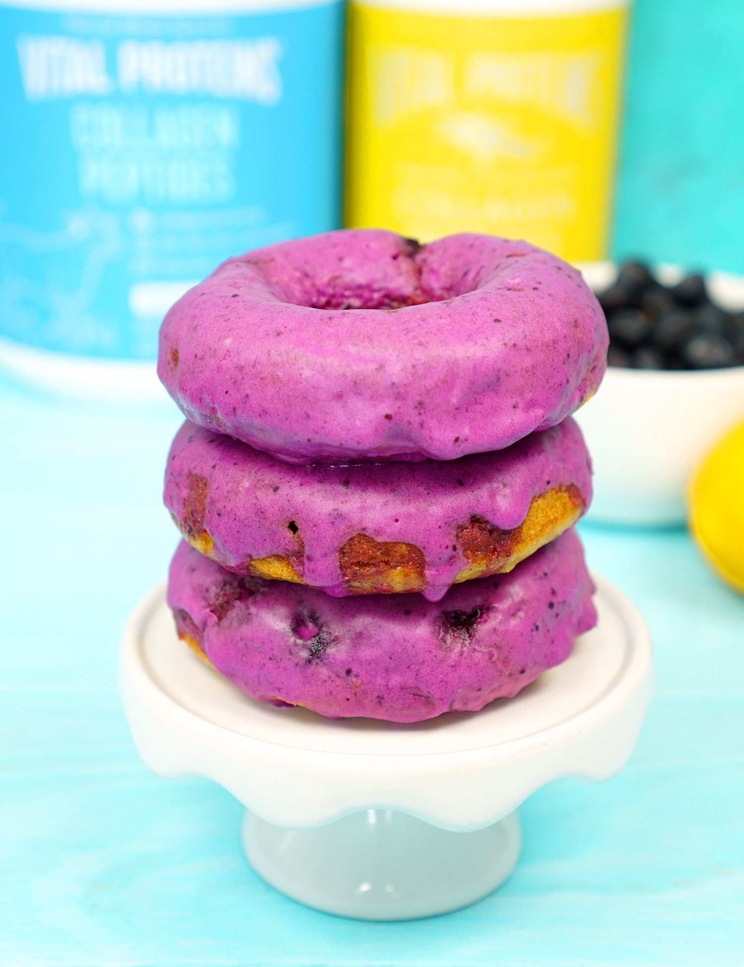 stack of yummy blueberry donuts