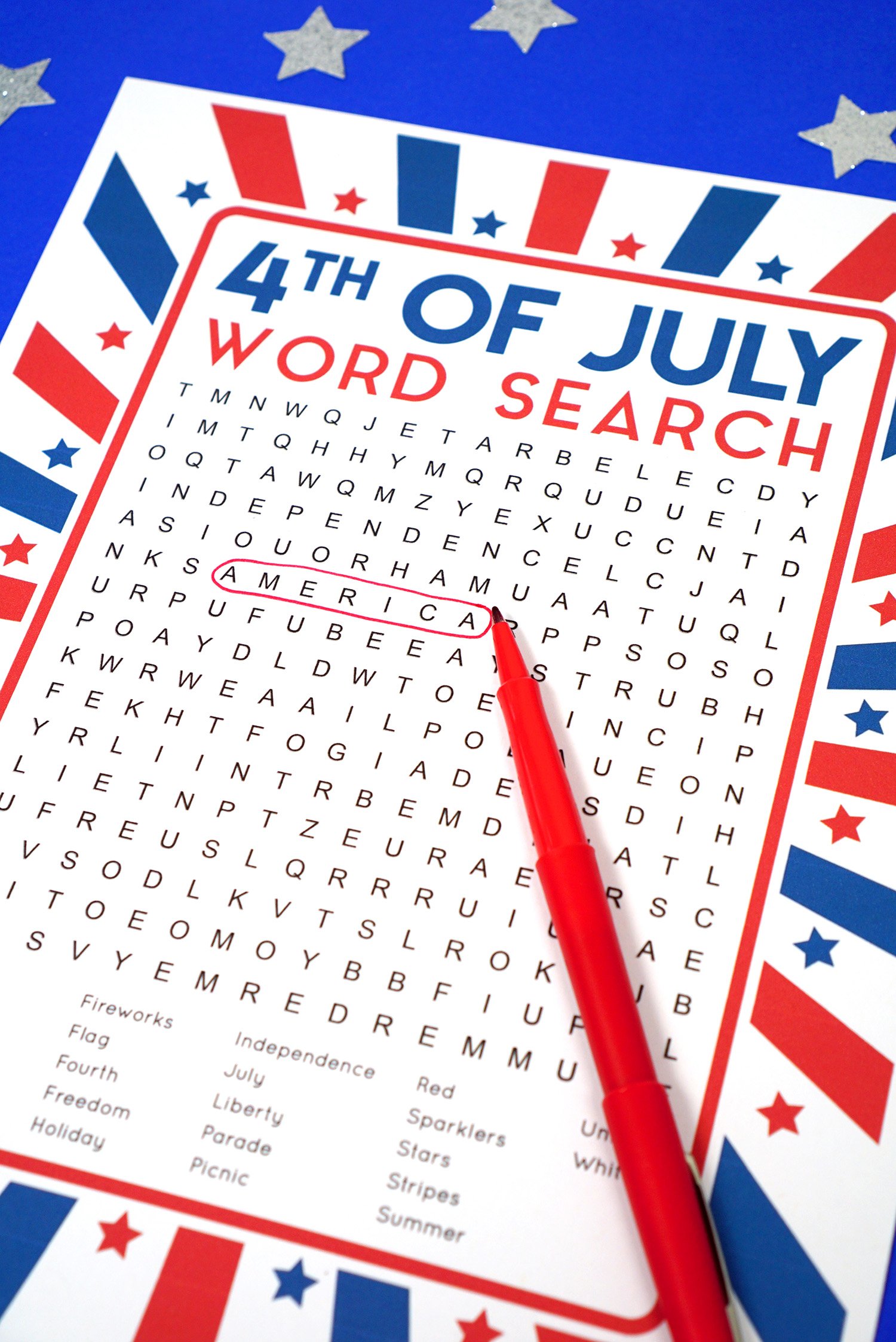 printable game for 4th of july with a pen 