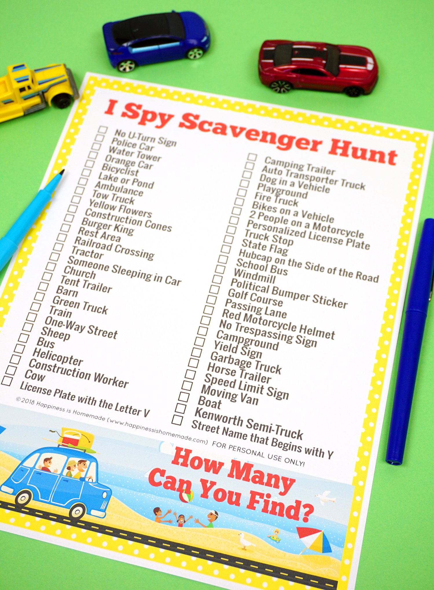 i spy scavenger hunt for road trips