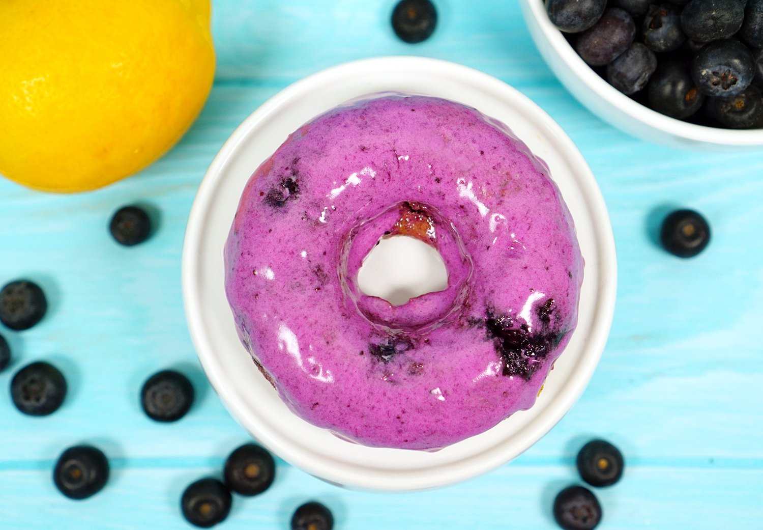 blueberry lemon donut on plate