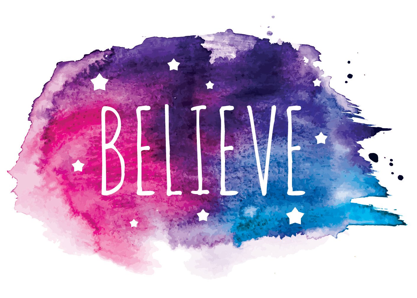 believe watercolor image with stars