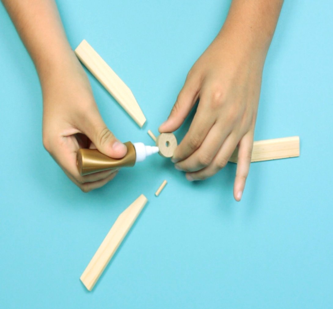 using glue to hold together pieces of propeller 