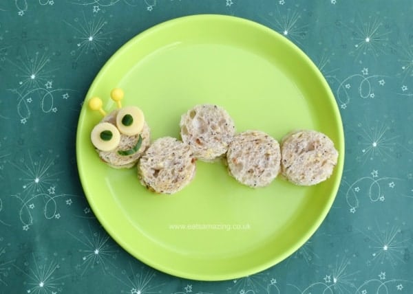caterpillar snack or lunch idea on plate