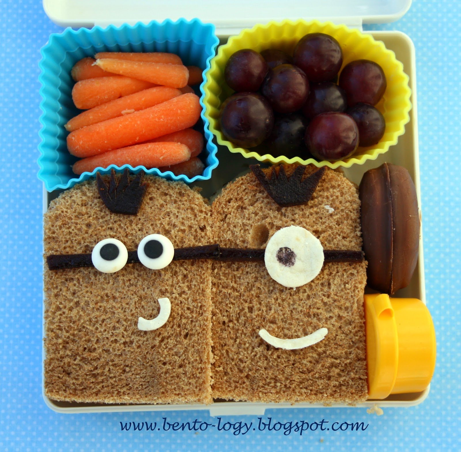funny minion shaped sandwiches in bento box 