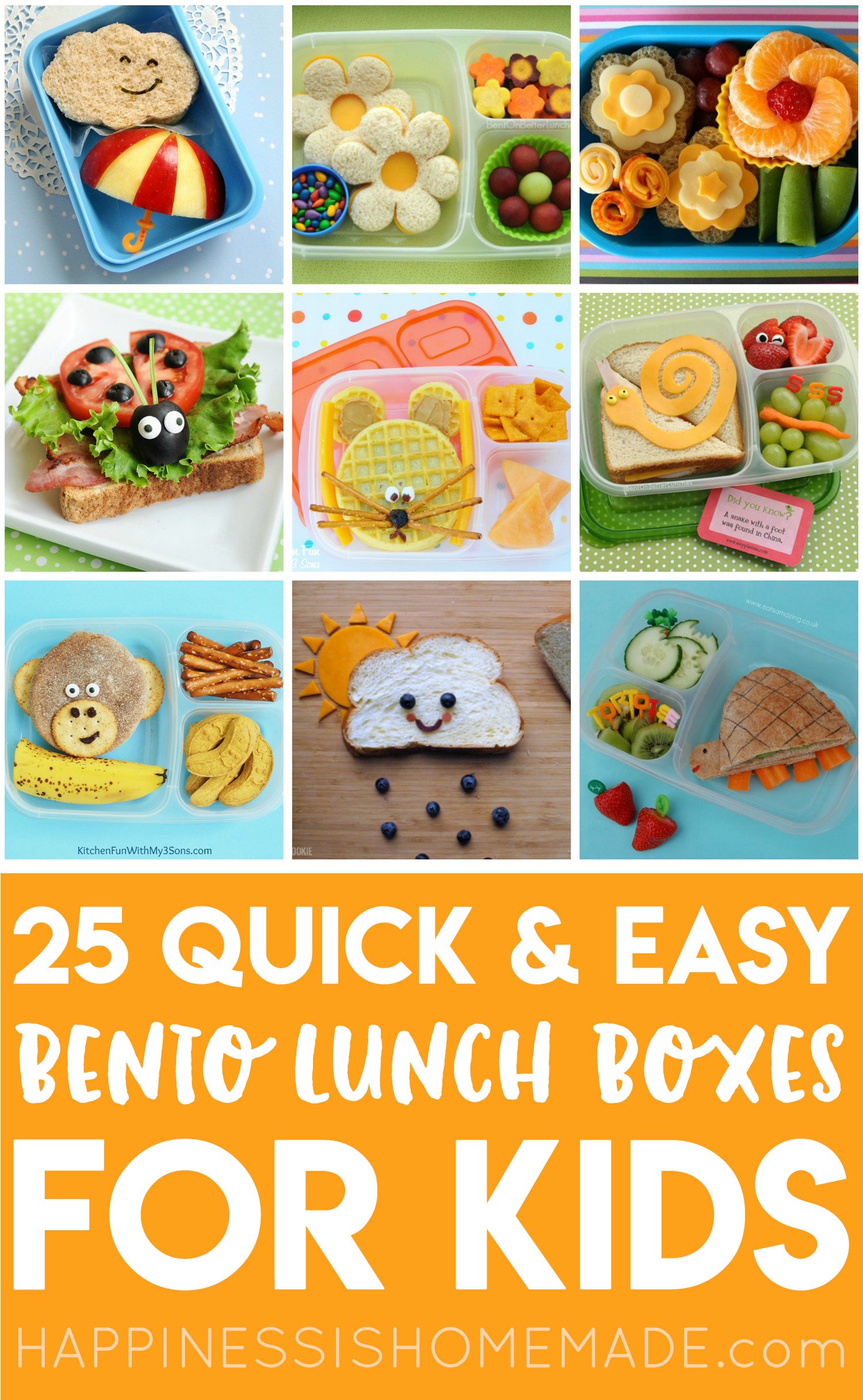 25+ Easy Bento Lunch Boxes for Kids - Happiness is Homemade