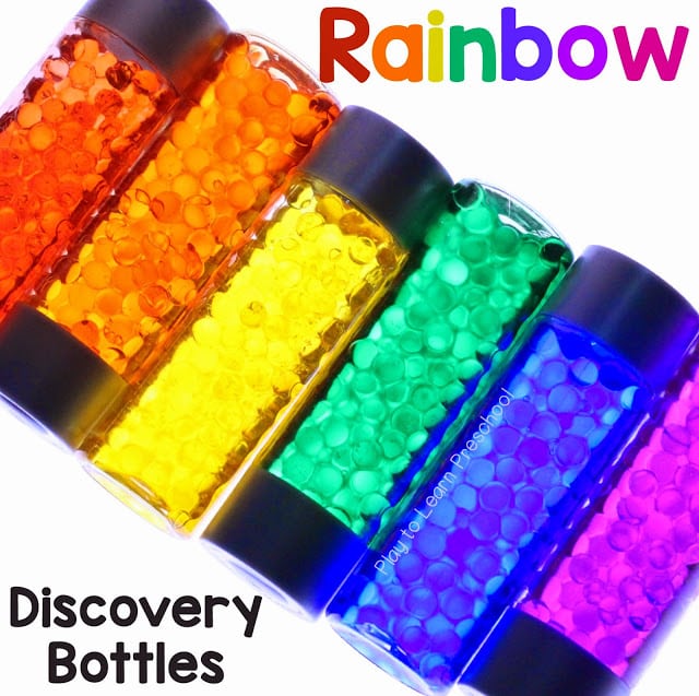 rainbow bead sensory discovery bottle