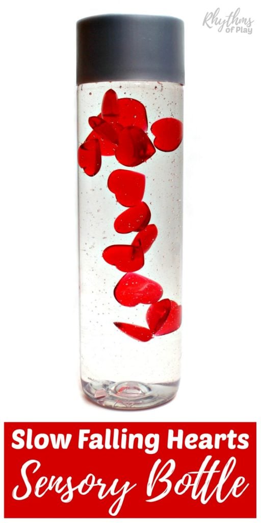 slow falling hearts sensory bottle calming activity for kids